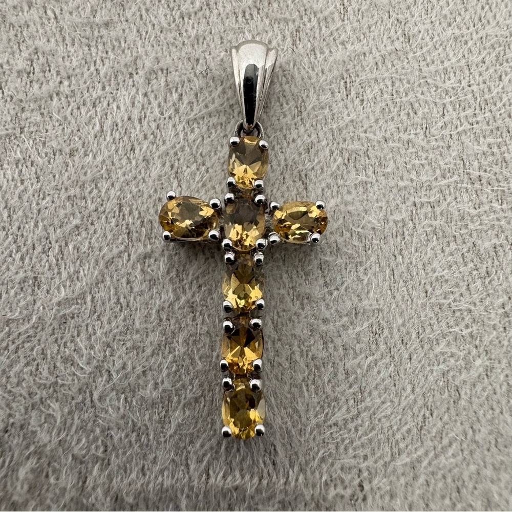 Sterling Silver and citrine Cross Pendant